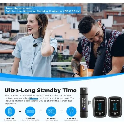 Saramonic Type-C 2.4G Dual Channel Wireless Microphone with Charging Case